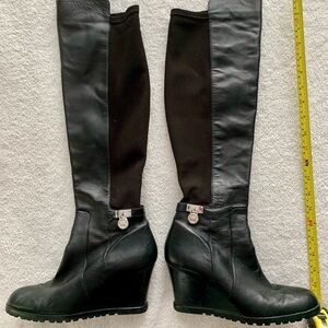 Michael Kors Black Knee-High Wedge Boots